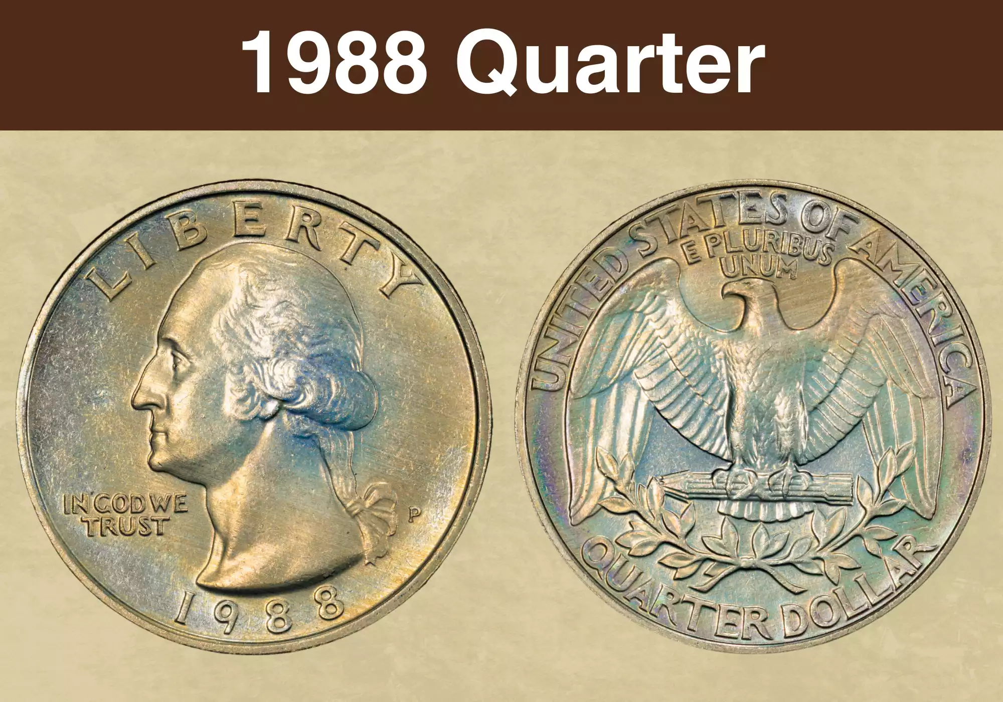 1988 Washington Quarter obverse and reverse showing full coin design
